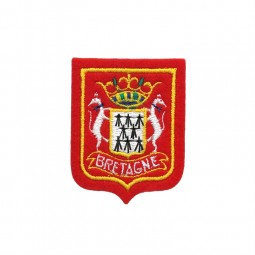 Écusson à coudre - Blason et hermine Bretagne rouge
