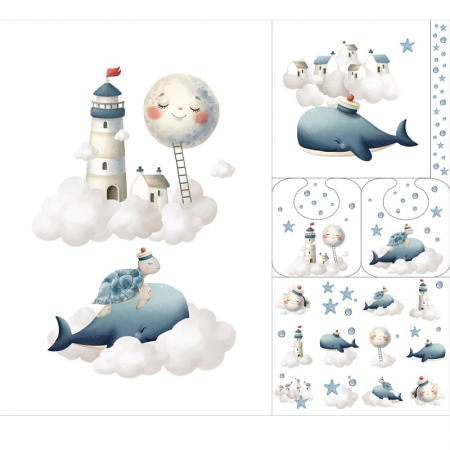 Tissu coton - panneau baleine