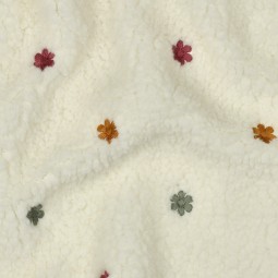 Tissu sherpa - Fleurs écru