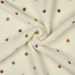 Tissu sherpa - Fleurs écru