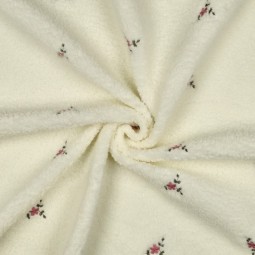 Tissu sherpa - Bouquet de fleurs écru