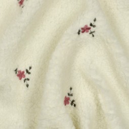 Tissu sherpa - Bouquet de fleurs écru