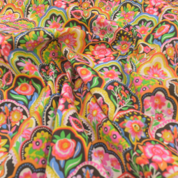 Tissu cretonne - Fiesta Noir