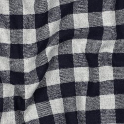Tissu flanelle - Vichy marine