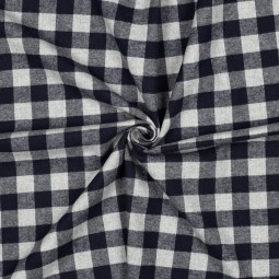 Tissu flanelle - Vichy marine