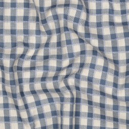 Tissu coton - Carreaux brodés bleu