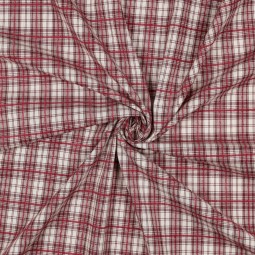 Tissu coton - Carreaux brodés rouge