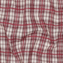 Tissu coton - Carreaux brodés rouge