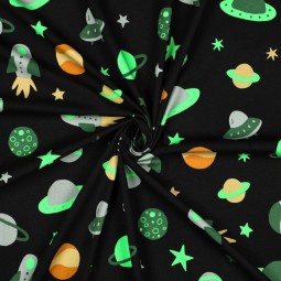 Tissu jersey - Espace néon anthracite