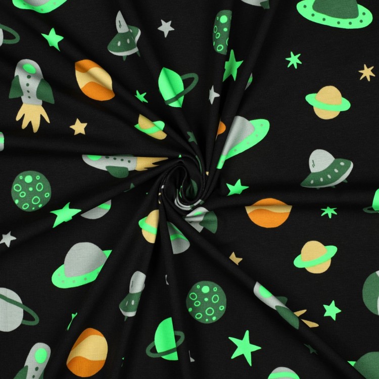 Tissu jersey - Espace néon anthracite