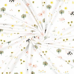 Tissu jersey - Animaux de la ferme blanc