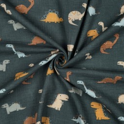 Tissu double gaze - Dinosaures