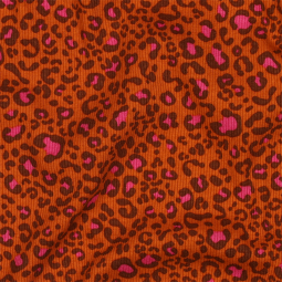 Tissu jersey côtelé - animal skin orange