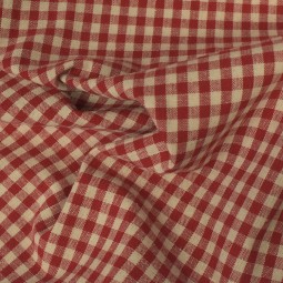 Tissu coton vichy - Petits carreaux rouge