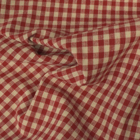 Tissu coton vichy - Petits carreaux rouge