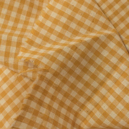 Tissu coton vichy - Petits carreaux jaune