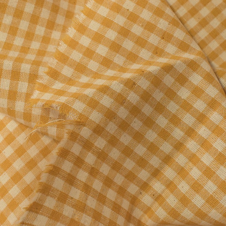 Tissu coton vichy - Petits carreaux jaune