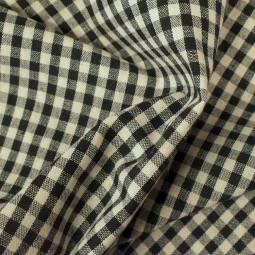 Tissu coton vichy - Petits carreaux noir