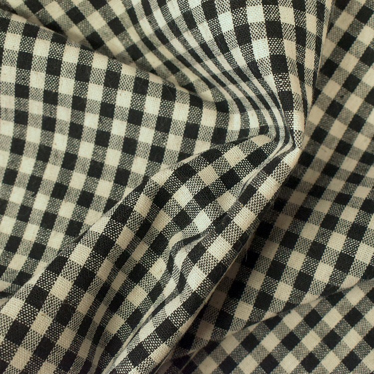 Tissu coton vichy - Petits carreaux noir
