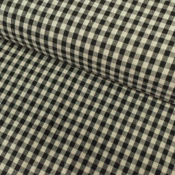 Tissu coton vichy - Petits carreaux noir