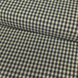Tissu coton vichy - Petits carreaux noir