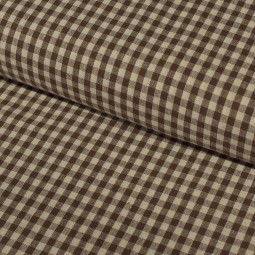 Tissu coton vichy - Petits carreaux marron