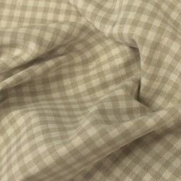 Tissu coton vichy - Petits carreaux beige