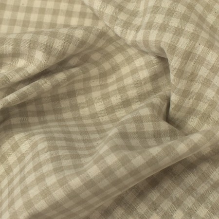 Tissu coton vichy - Petits carreaux beige