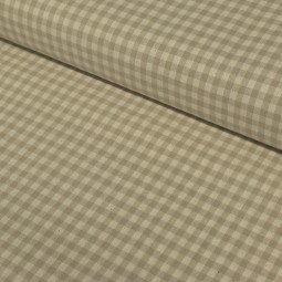 Tissu coton vichy - Petits carreaux beige