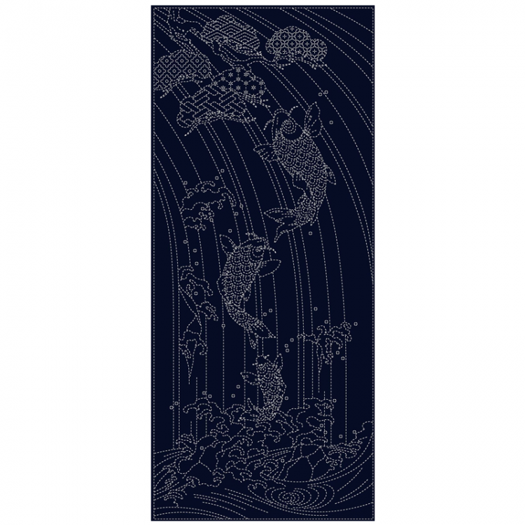 Coupon pré-imprimé sashiko - Splashing spirits Navy