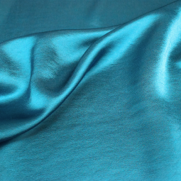 Tissu viscose polyester  - Texture Satiné bleu canard