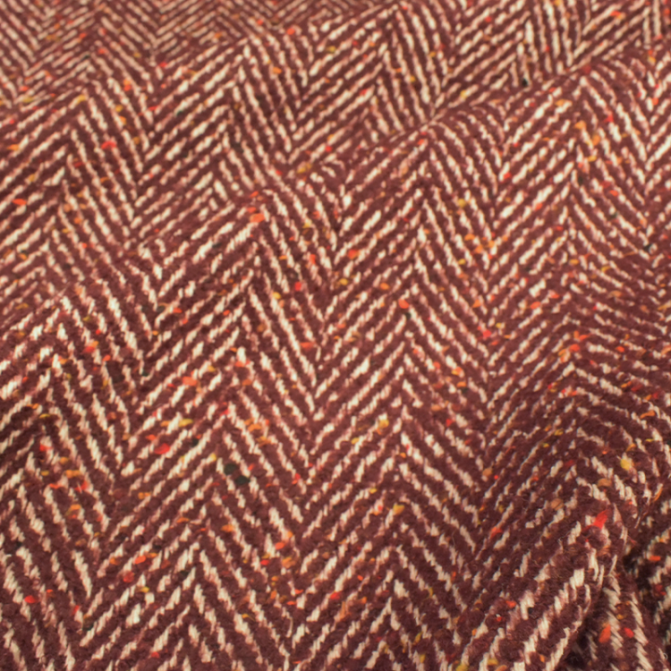 Tissu polyester - Chevron bordeaux écru
