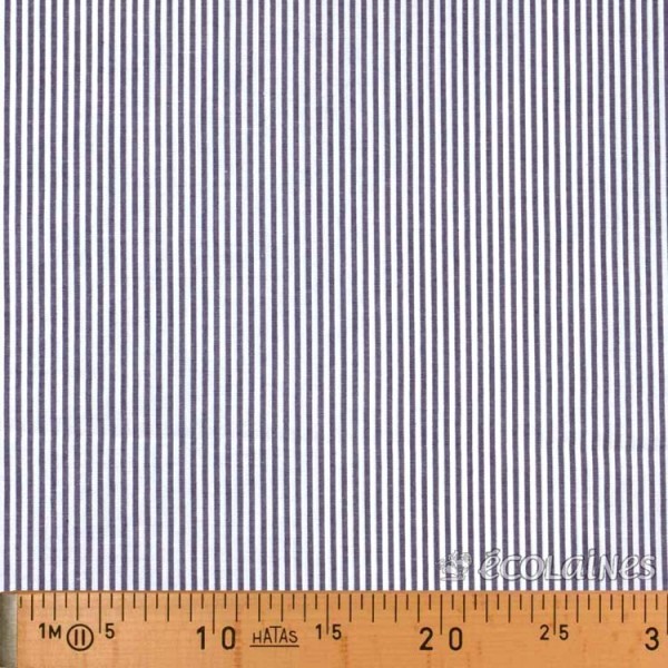 Tissu rayures chambray bleu marine