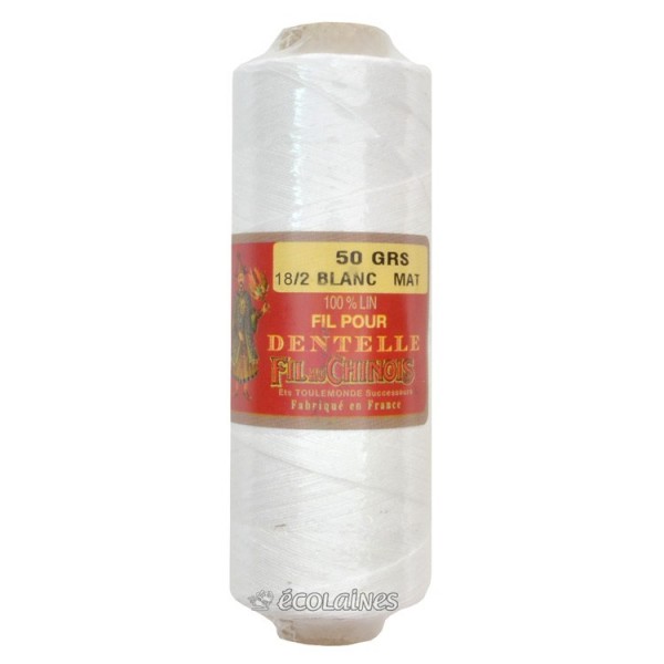 Fil de lin pour dentelles 18/2 blanc mat