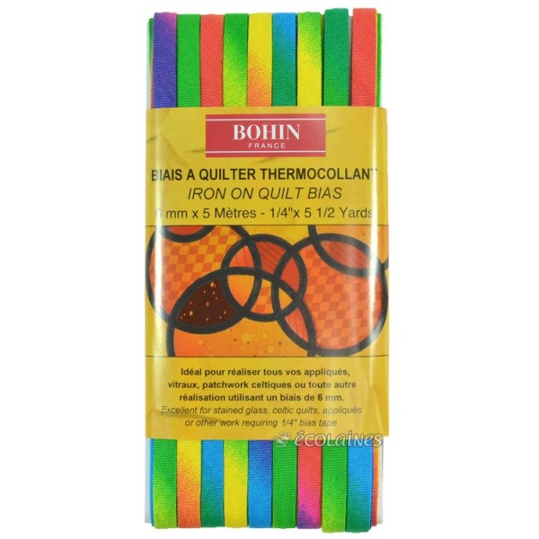 Biais thermocollant 6 mm Arc en ciel 5 m Bohin