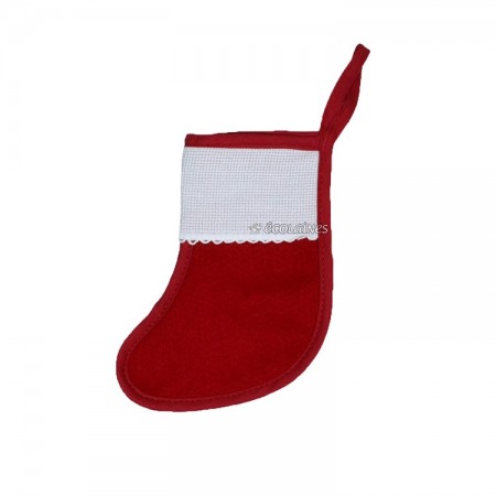 Petite botte de Noël à broder rouge