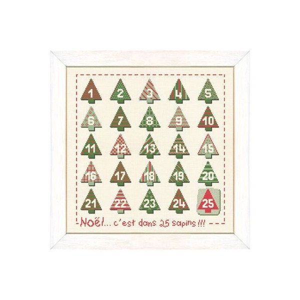 Fiche de broderie Lilipoints : Noël... c'est dans 25 sapins