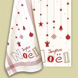 Serviette de table brodée Joyeux Noël