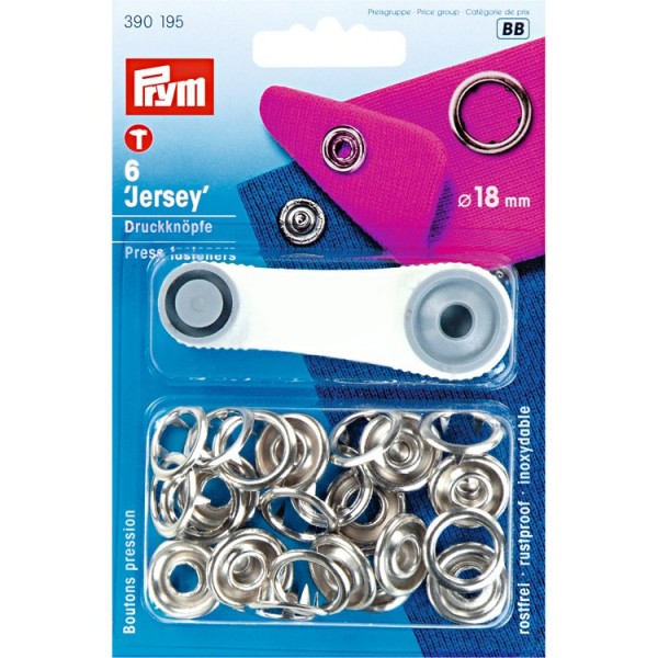 Boutons pression Jersey 18 mm Argent