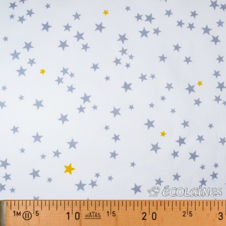Tissu Piqué de coton étoiles gris/safran