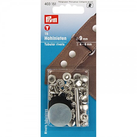 Rivets tubulaires 4-6 mm Argent avec outil Prym