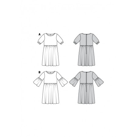 Patron De Couture Burda 6401 - Robe Virevoltante Manches Bracelet/volant, Tailles 34-44 (36-46 FR)