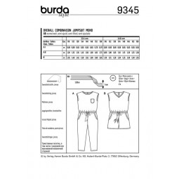 Patron Burda 9345 - Combinaison pour enfant