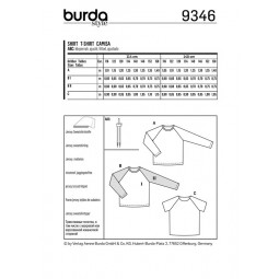Patron Burda 9346 - Tee-shirt manches raglan pour enfant