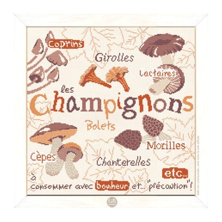 Fiche de broderie Lilipoints : Les champignons