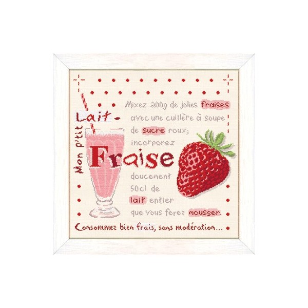 Fiche de broderie Lilipoints : Mon p'tit lait fraise