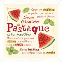 Fiche de broderie Lilipoints : Soupe glacée de pastèque à la menthe
