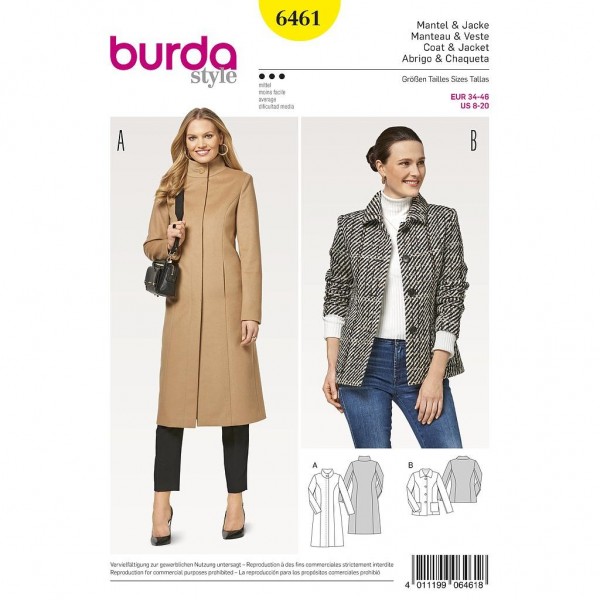 Patron Burda 6461 - Manteau - Veste