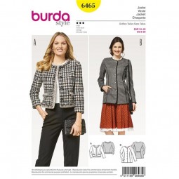 Patron Burda 6465 - Vestes sans col