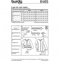 Patron Burda 6465 - Vestes sans col